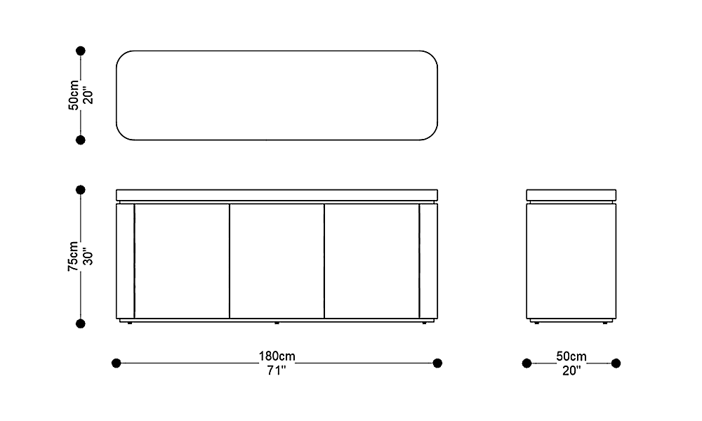 Image of the main dimensions of the product